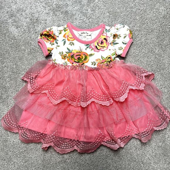 Baby Matilda Jane Adventure Begins Tiddlywinks Ruffle Dress 6-12 Months Floral - Picture 1 of 11